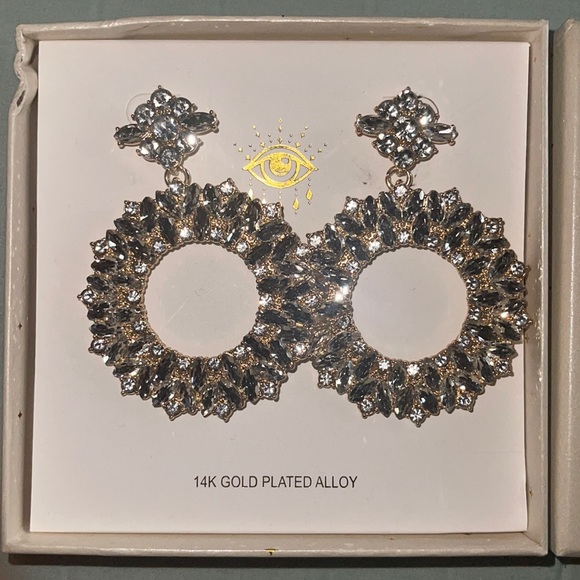 Eye Candy LA Studded Hoop Earrings w/ 14K Gold Plated Alloy - Picture 2 of 3